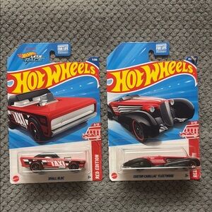 Hot Wheels Red Edition Small Bloc and Custom Cadillac Fleetwood Set
